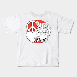Peace Love Cats v2 — Original Animal Illustration series Kids T-Shirt